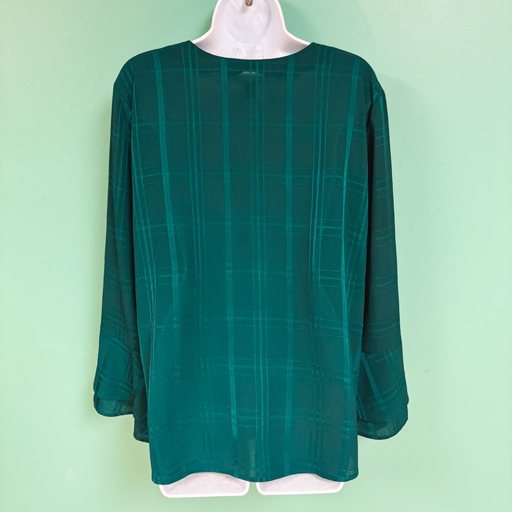 41 Hawthorn Green Teal Ainsley Textured Bell Sleeve Blouse Womens Size XXL - Picture 7 of 9